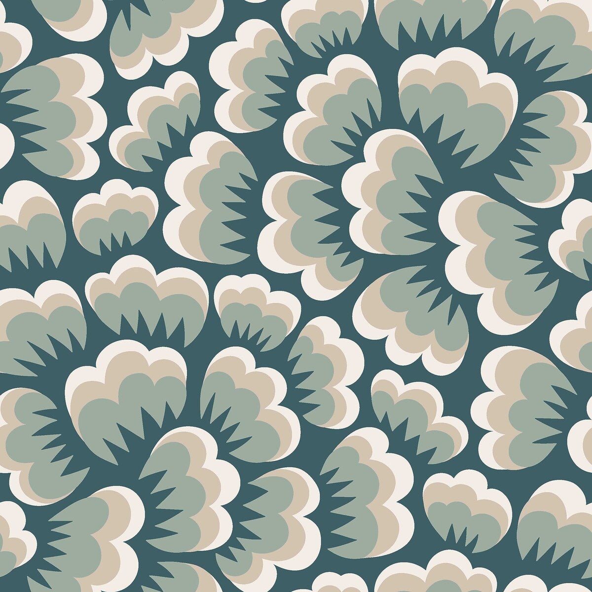 Hanna Werning Bom Bom Wallpaper - Teal - Borastapeter