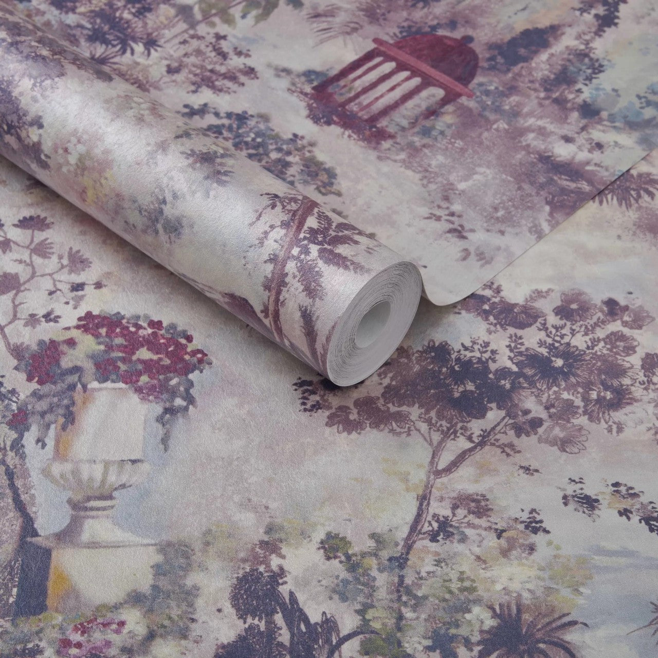 Pavilion Rose Pink Luxury Toile Wallpaper - 1838 wallcoverings
