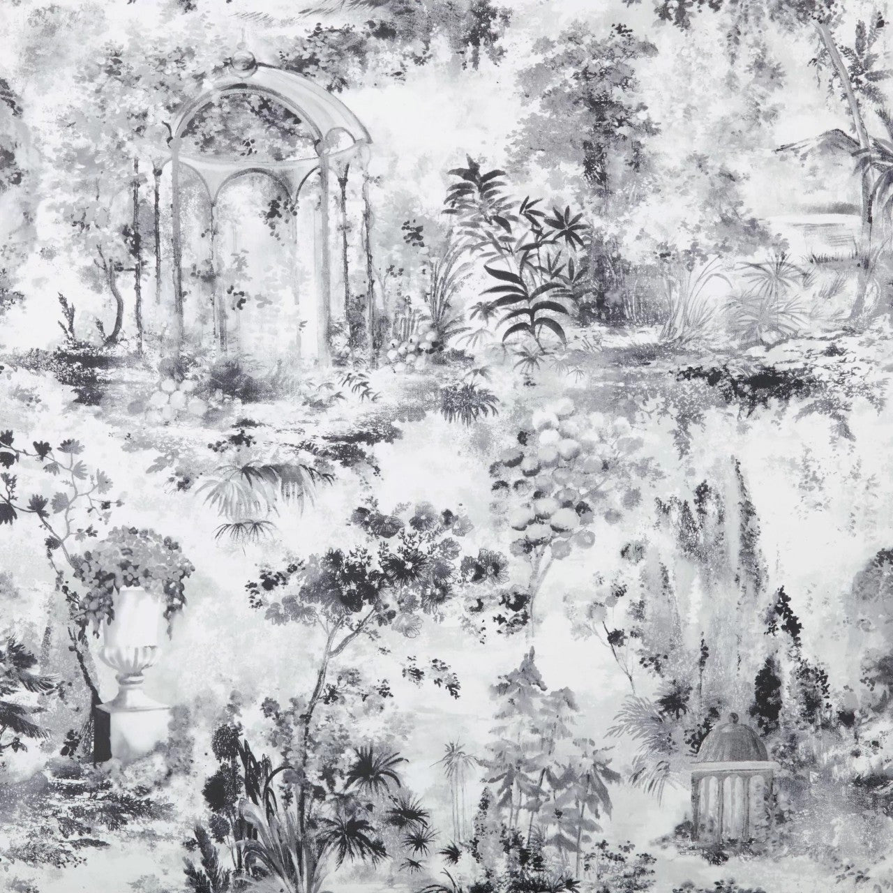 Pavilion Stone Grey Luxury Toile Wallpaper - 1838 wallcoverings