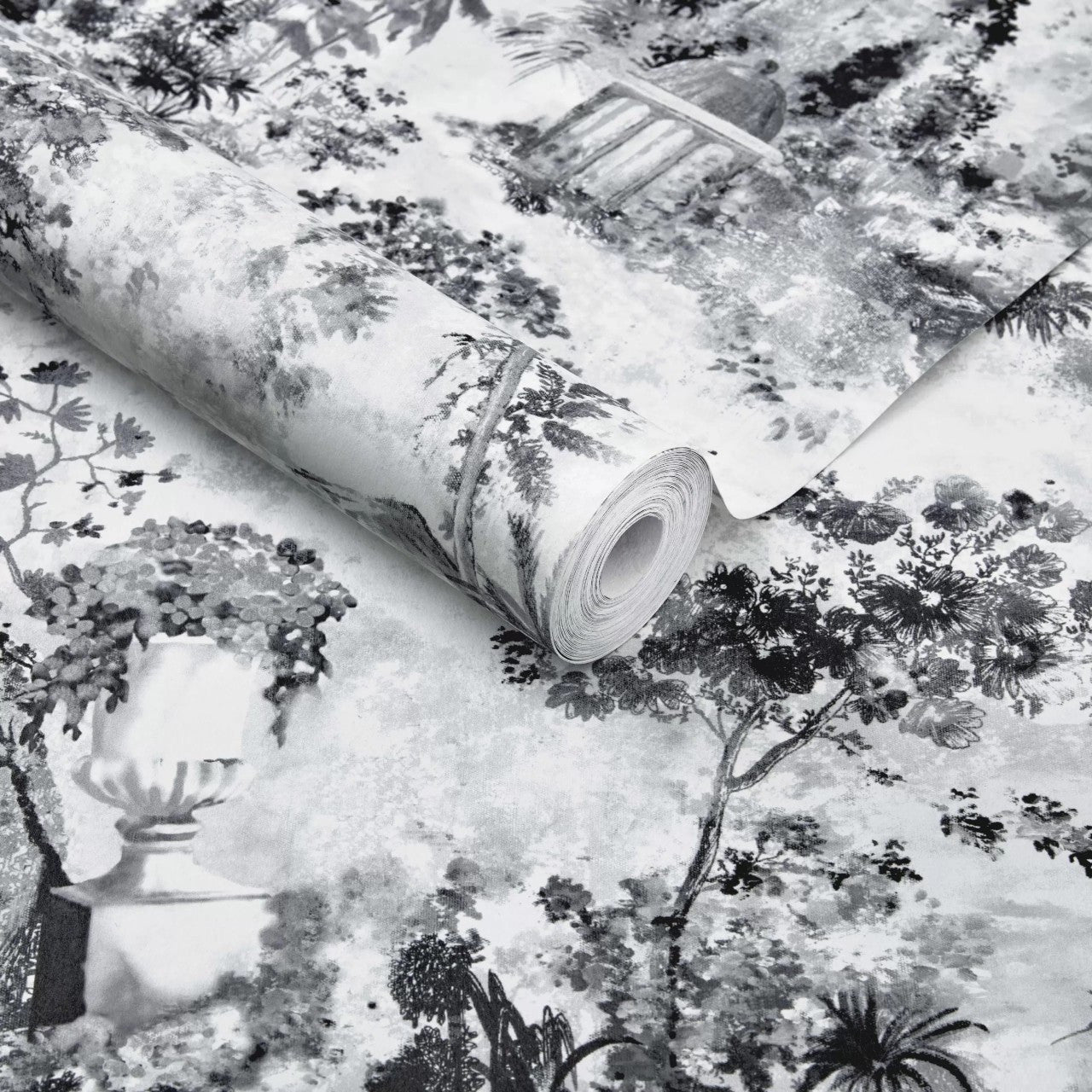 Pavilion Stone Grey Luxury Toile Wallpaper - 1838 wallcoverings