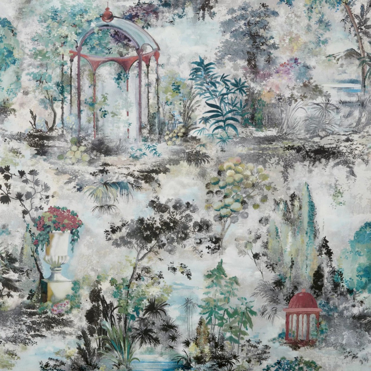Pavilion Fern Green Luxury Toile Wallpaper - 1838 wallcoverings