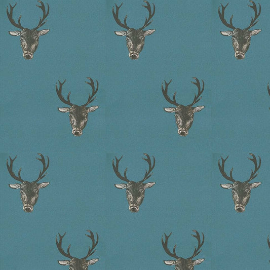 Stag Print Wallpaper - Teal - The Graduate Collection