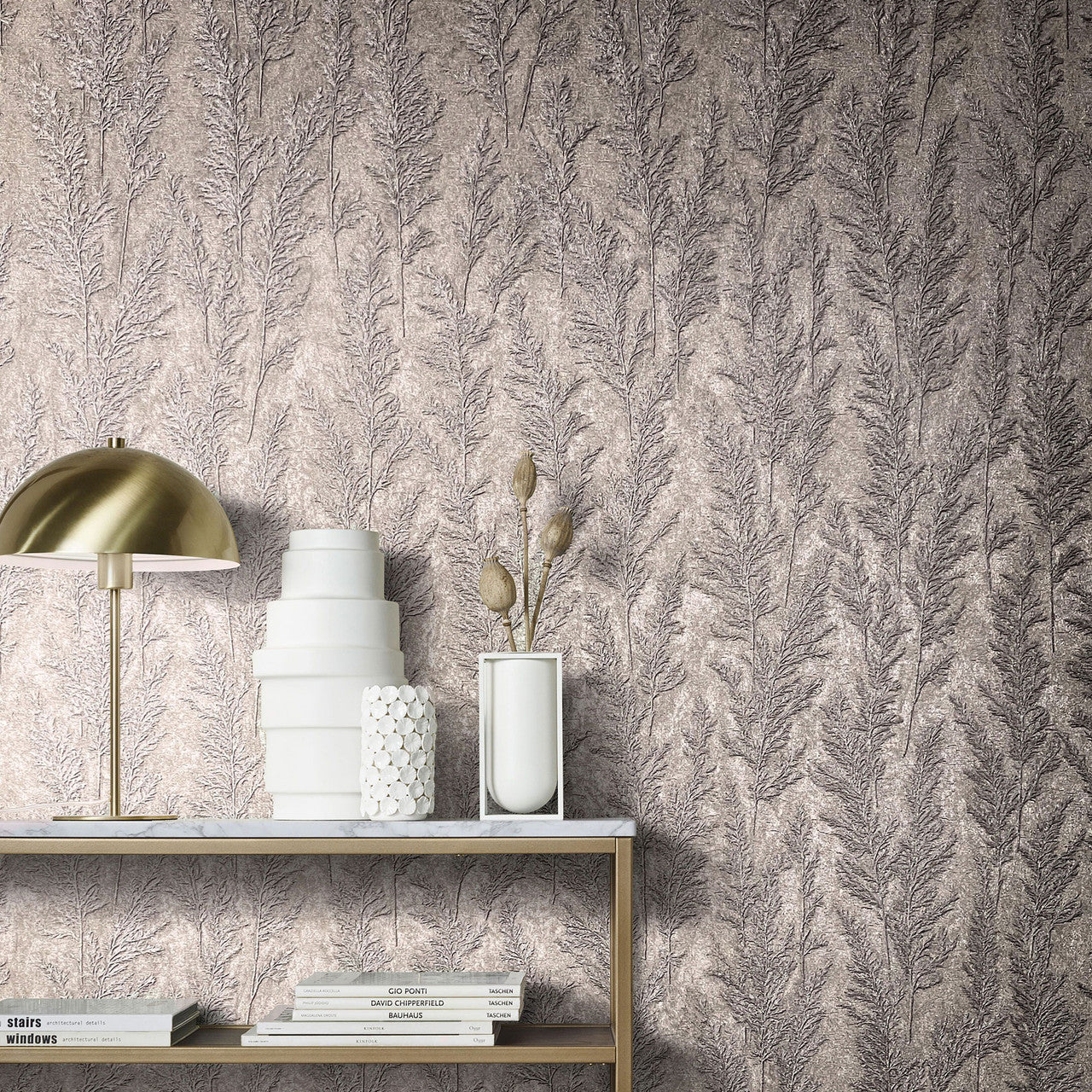 Feathery Tree Natural Opulence Grey Wallpaper - Galerie