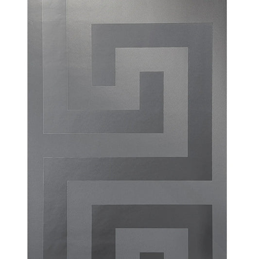 Greek Key Wallpaper - Gunmetal - Versace
