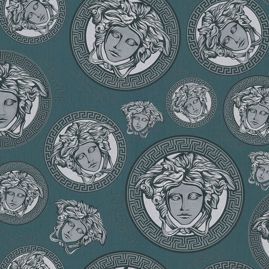 Medusa Amplified Wallpaper - Blue - Versace
