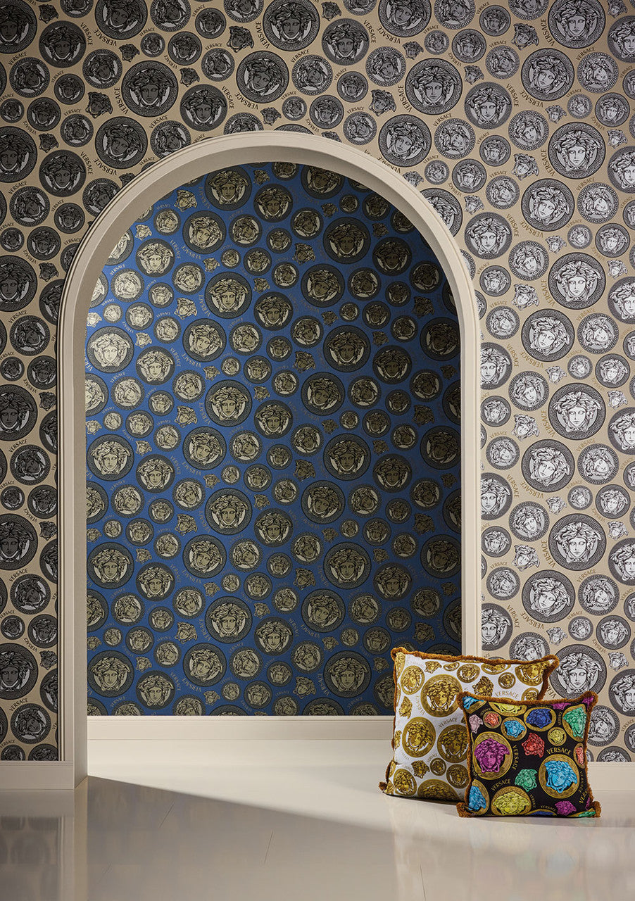 Medusa Amplified Wallpaper - Blue - Versace
