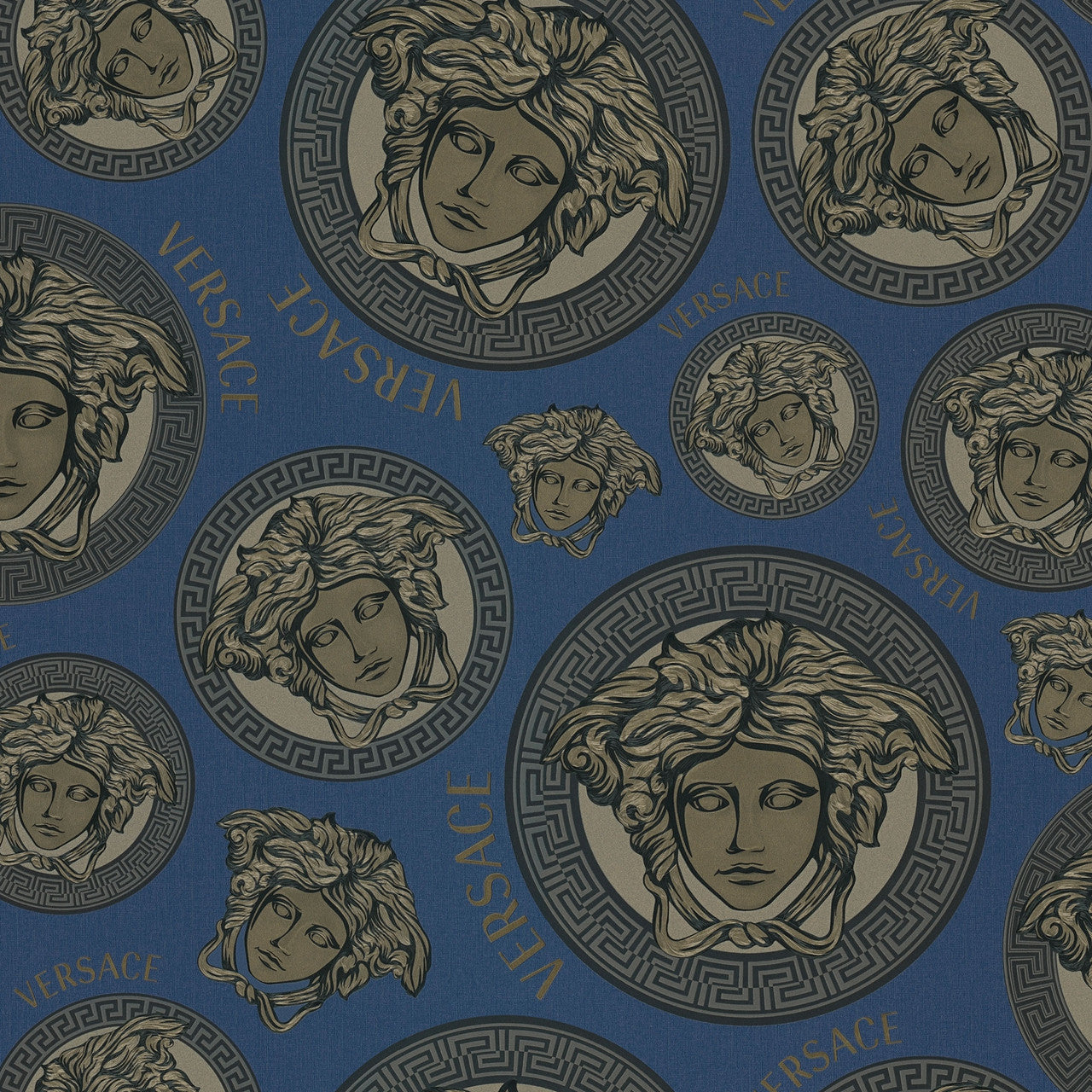 Medusa Amplified Wallpaper - Dark Blue - Versace
