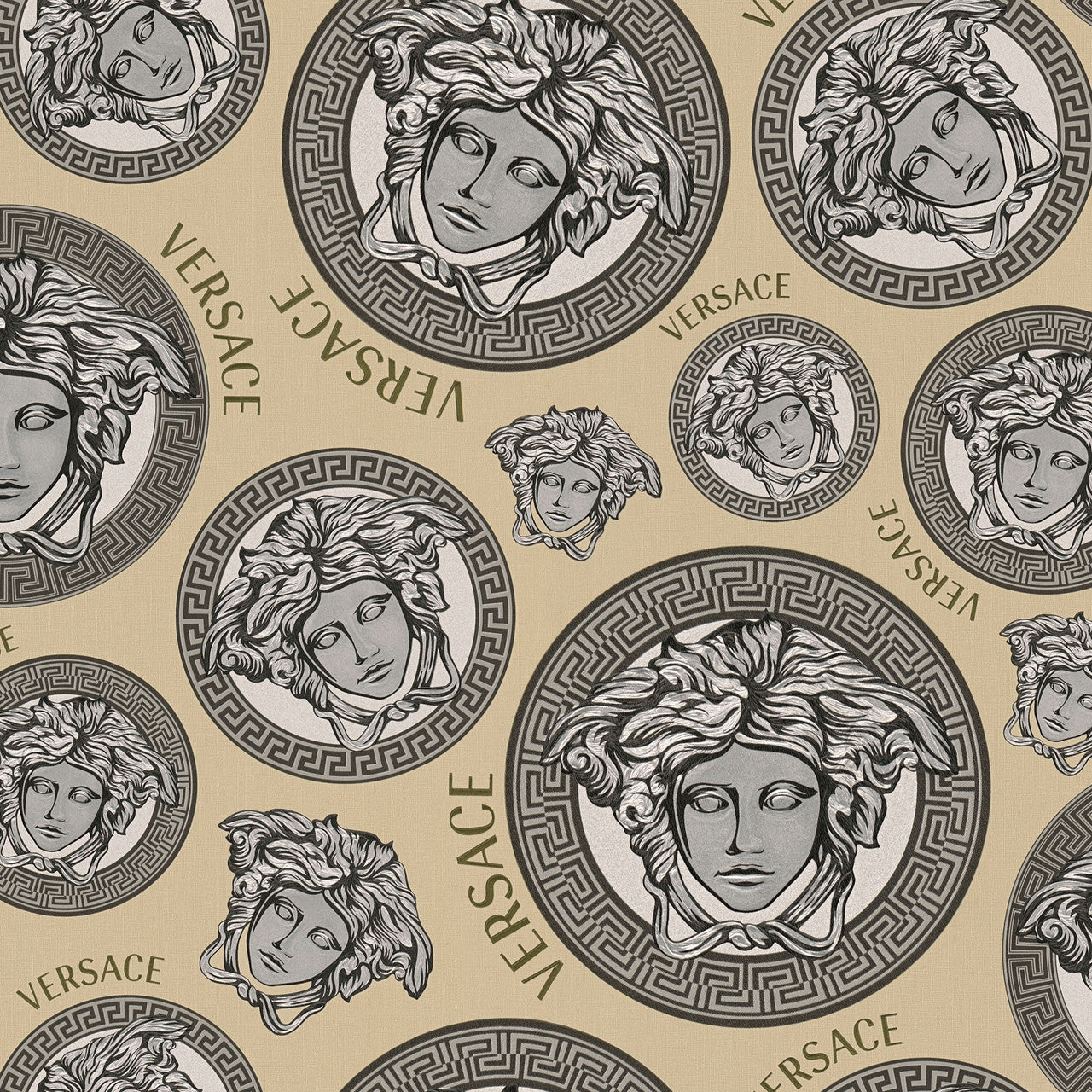 Medusa Amplified Wallpaper - Light Brown - Versace
