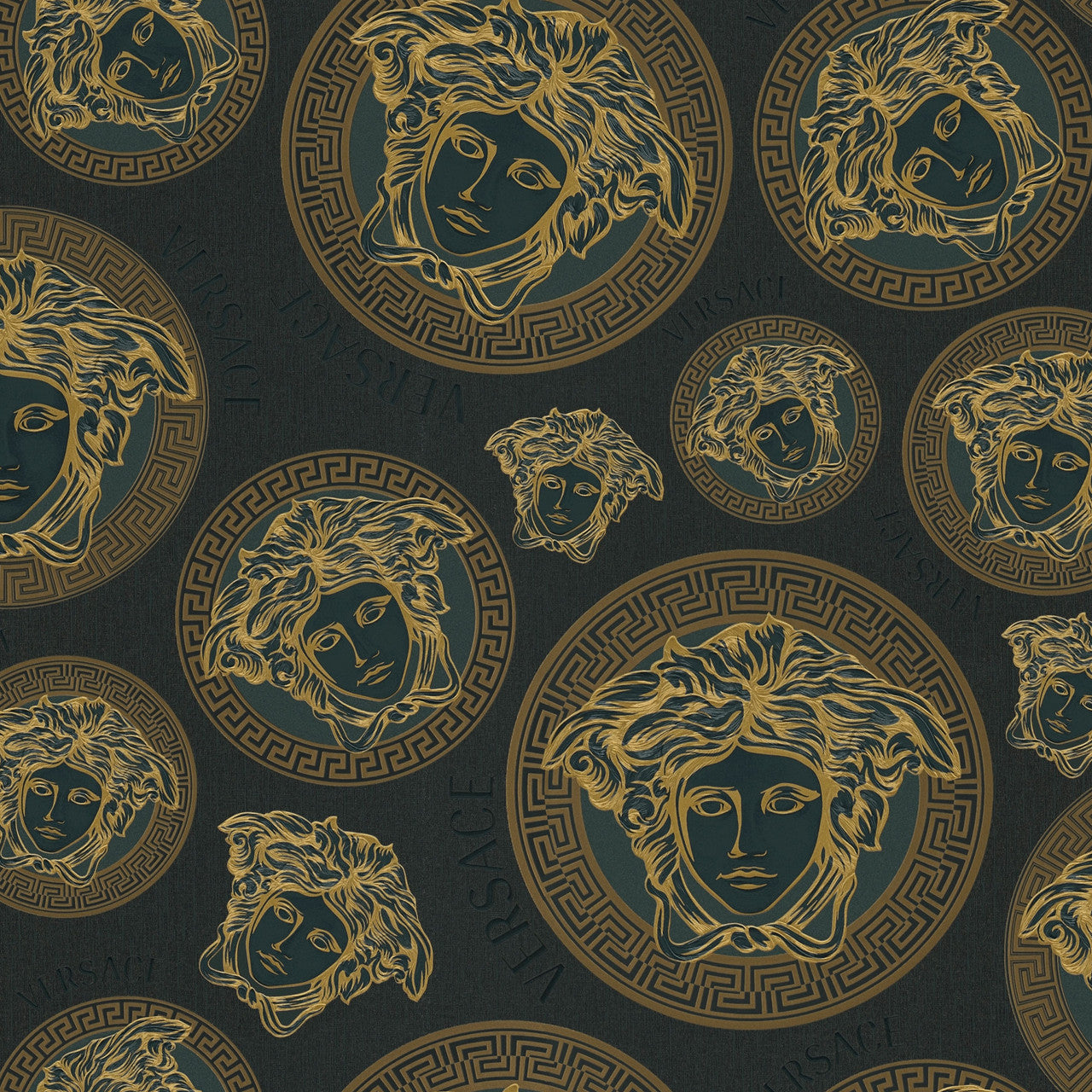 Medusa Amplified Wallpaper - Charcoal - Versace
