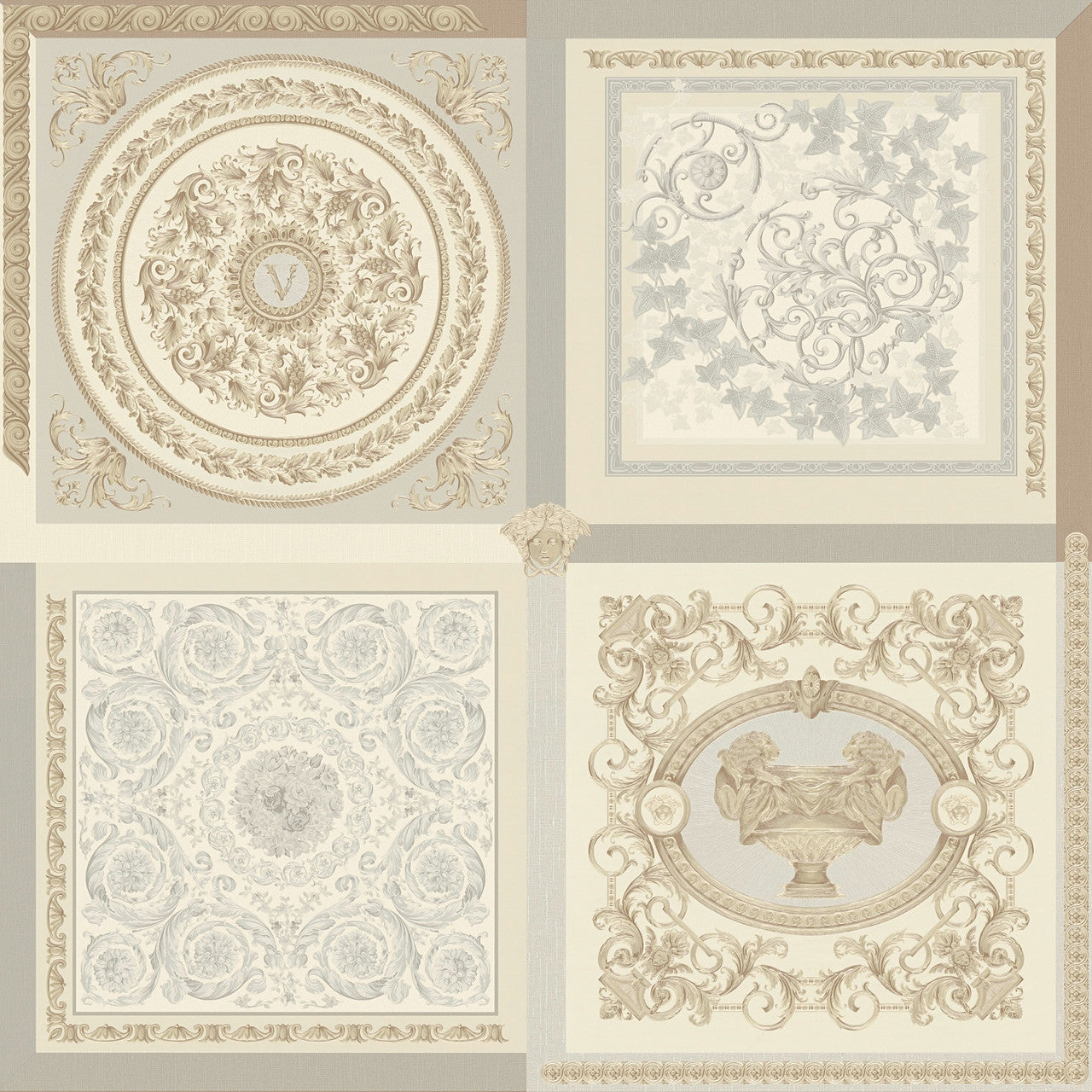 Barocco Mosaic Wallpaper - Silver - Versace
