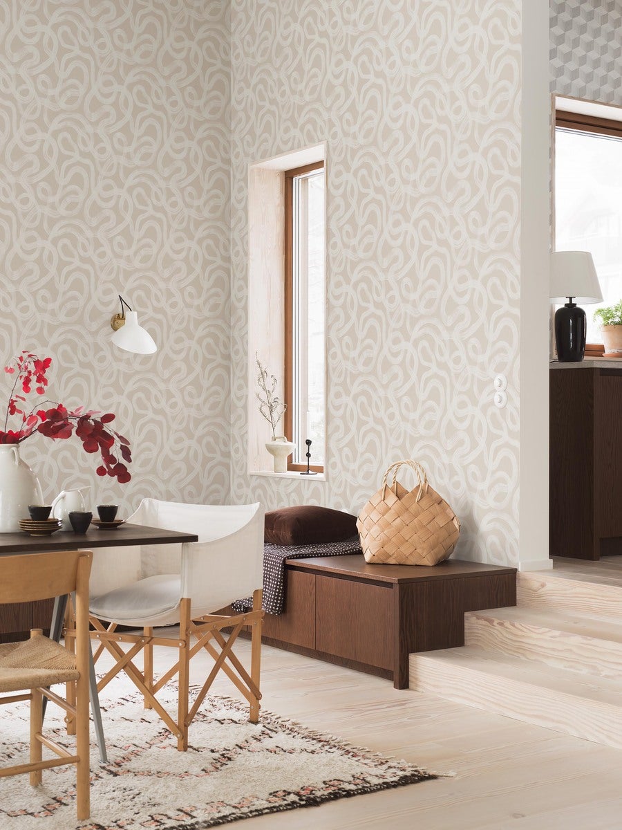 Curve Wallpaper - Cream - Borastapeter