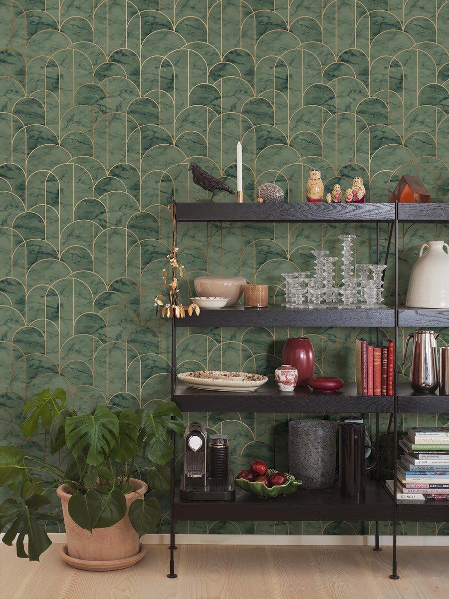 Arch Wallpaper - Green - Borastapeter
