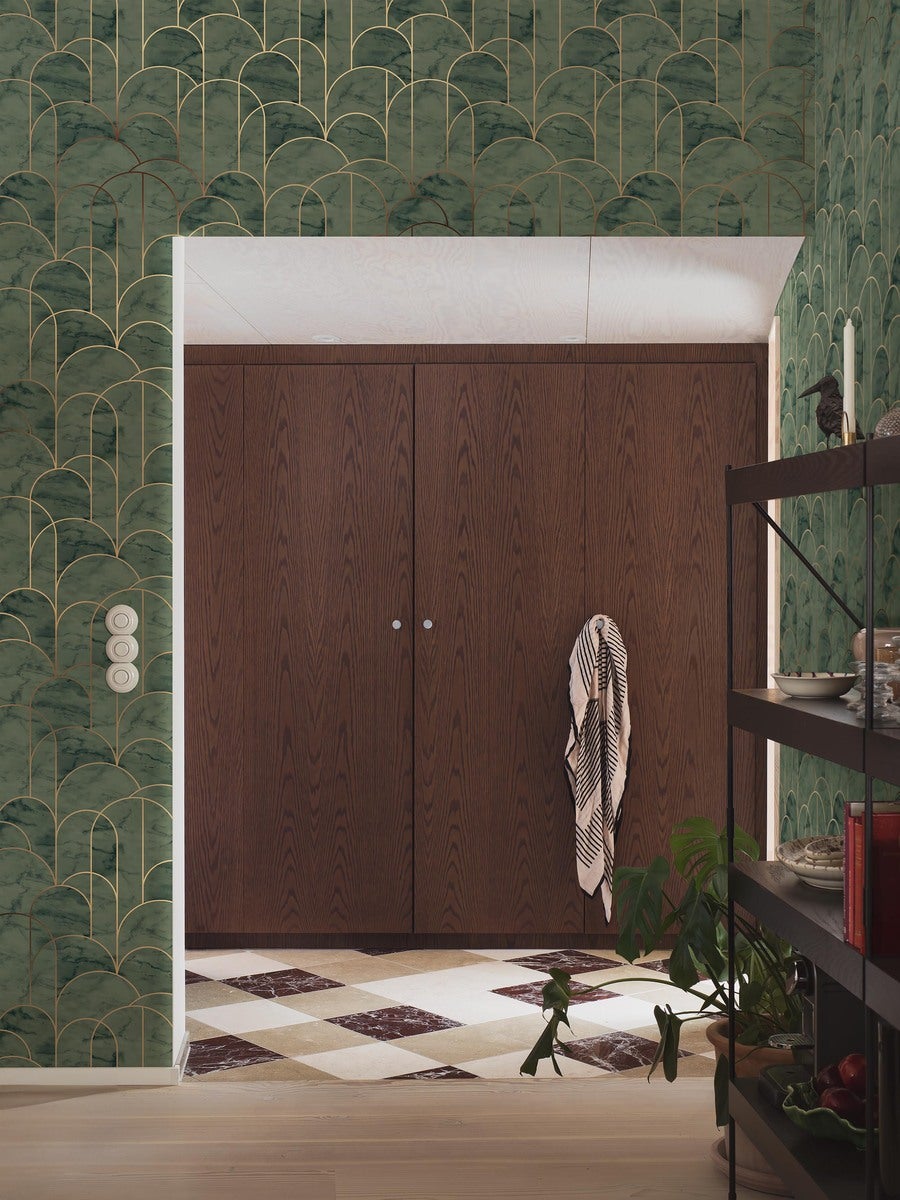 Arch Wallpaper - Green - Borastapeter