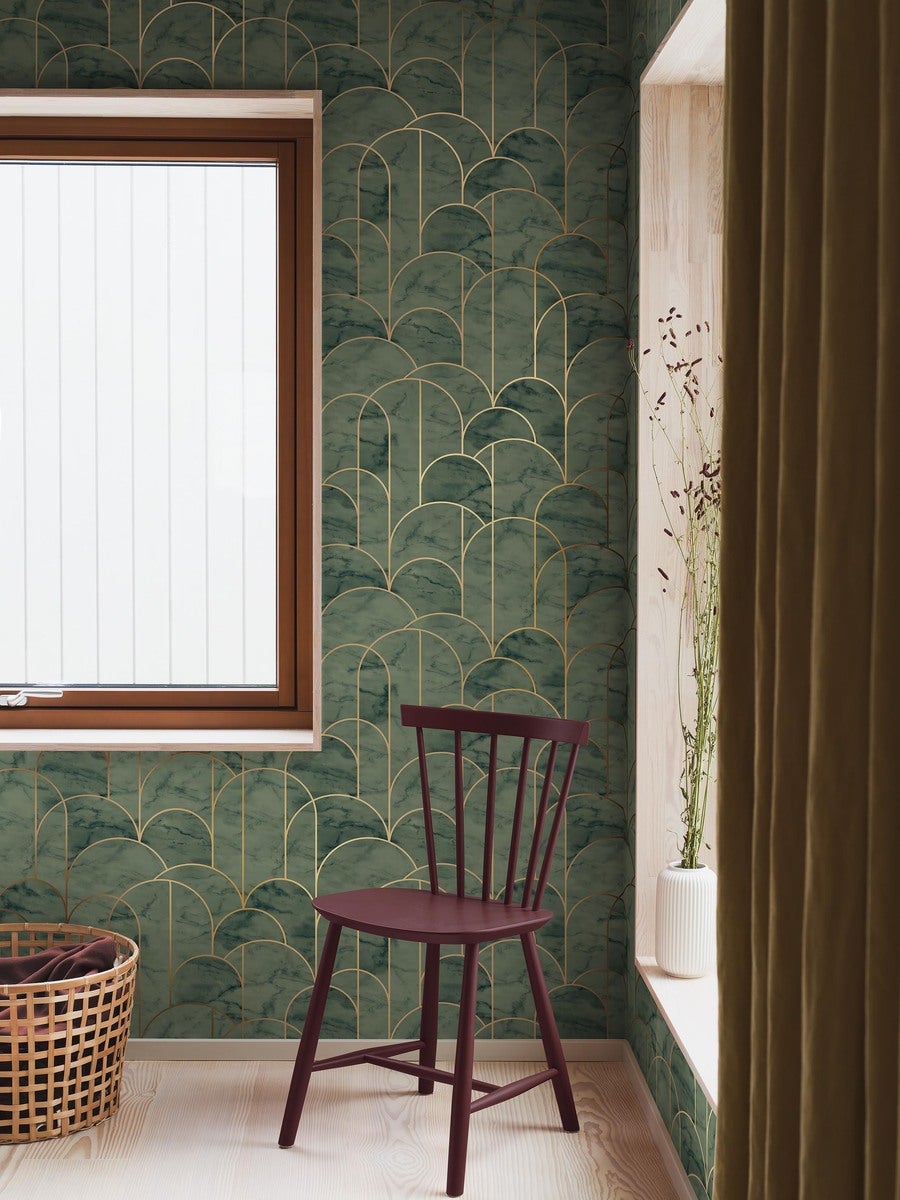 Arch Wallpaper - Green - Borastapeter