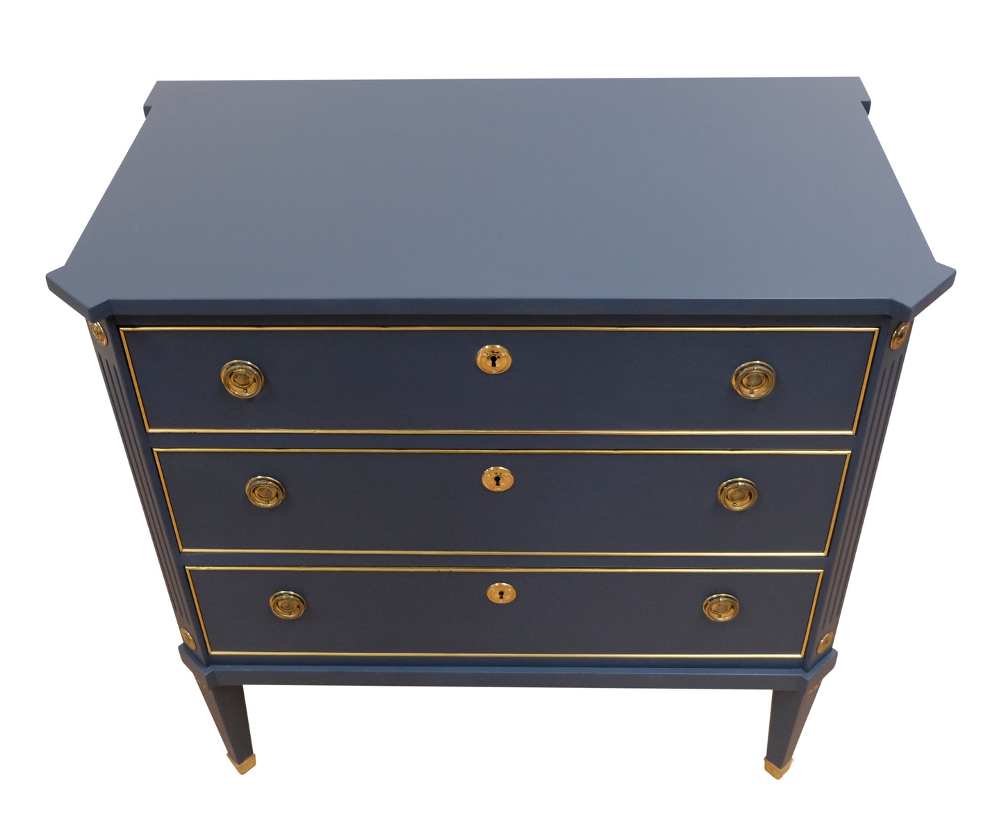 Gustavian Style 3 Drawer Chest Painted  Mifnight Blue