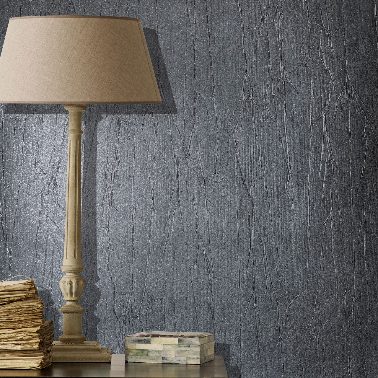 Crushed Natural Opulence Blue Wallpaper - Galerie
