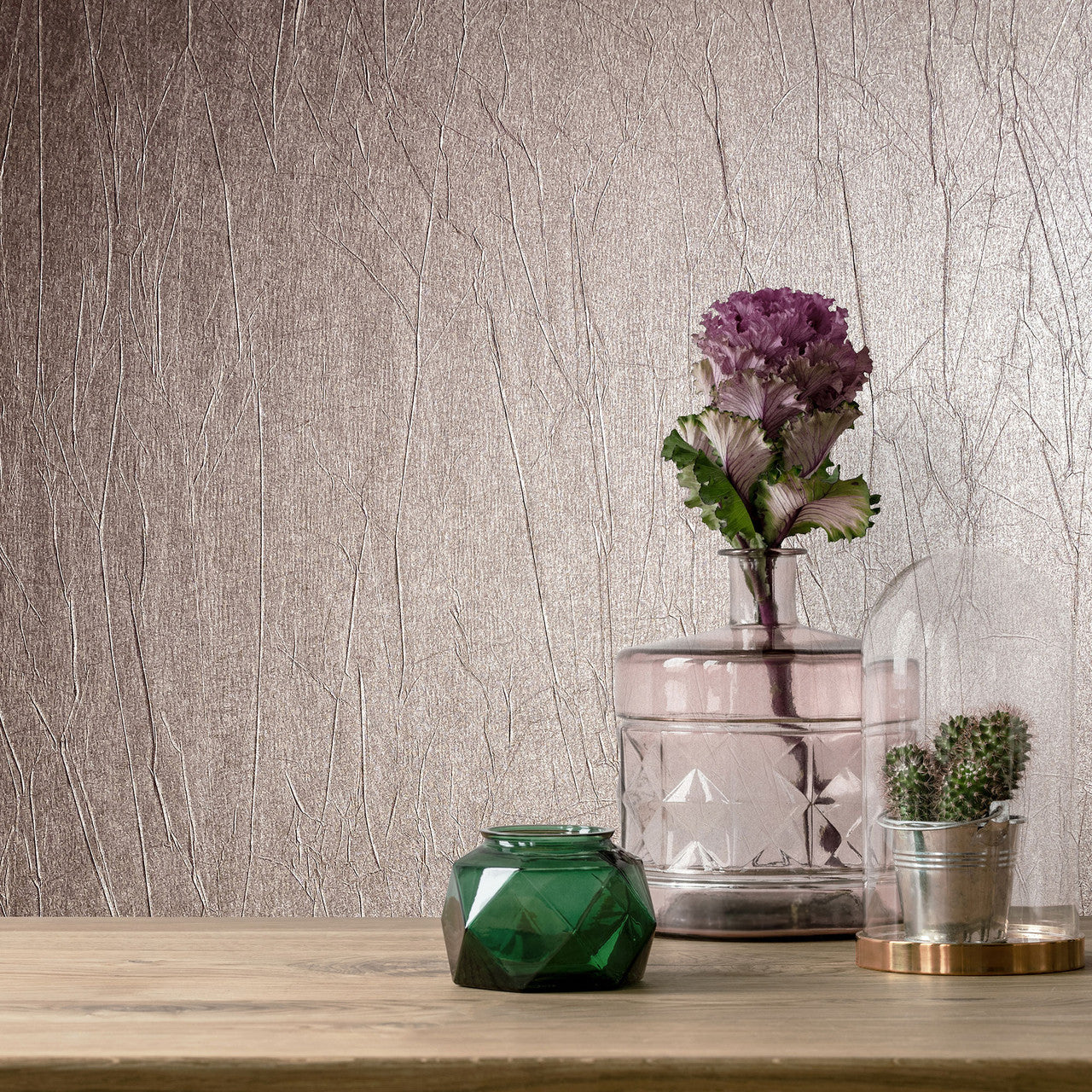 Crushed Natural Opulence Brown Wallpaper - Galerie