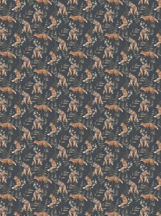 Wild Forest Wallpaper - Blue - Borastapeter