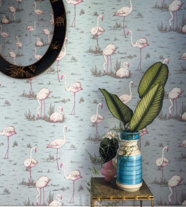Flamingos Wallpaper - Blue - Cole & Son