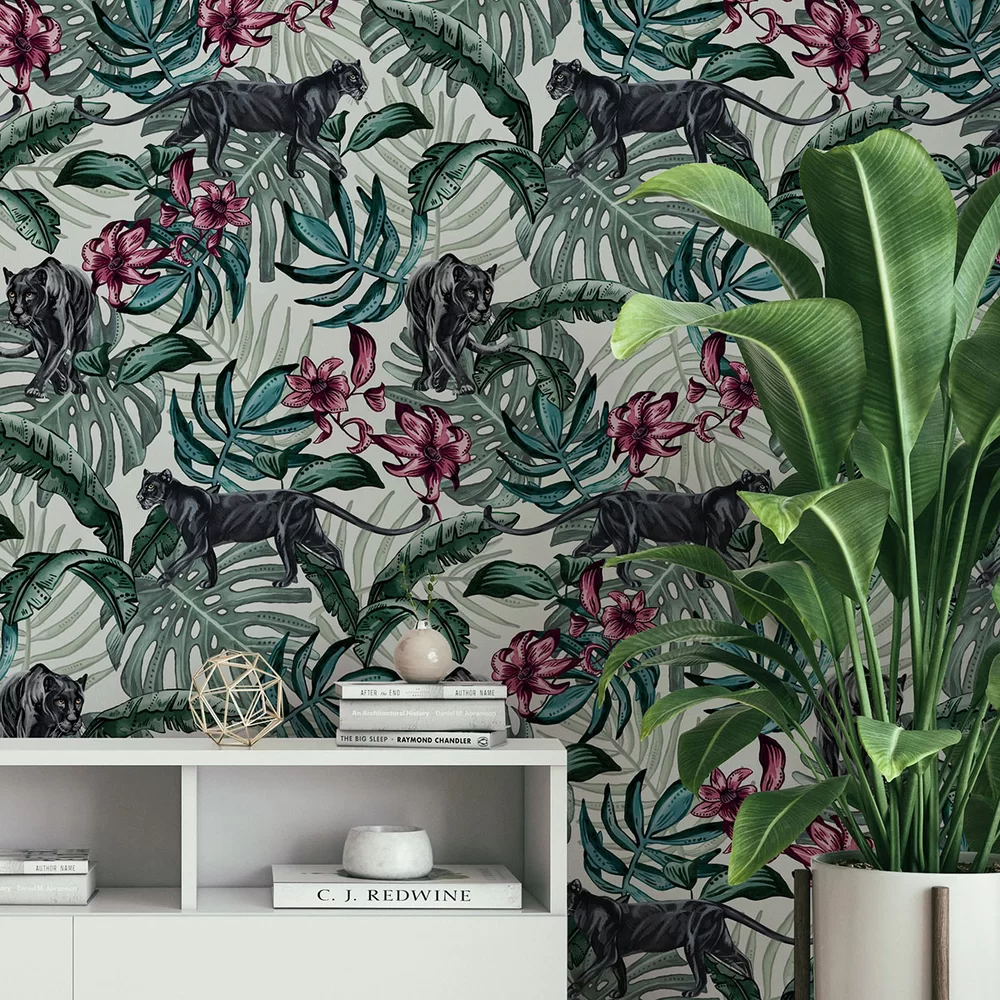 Jungle Panther Wallpaper - Cream - The Graduate Collection