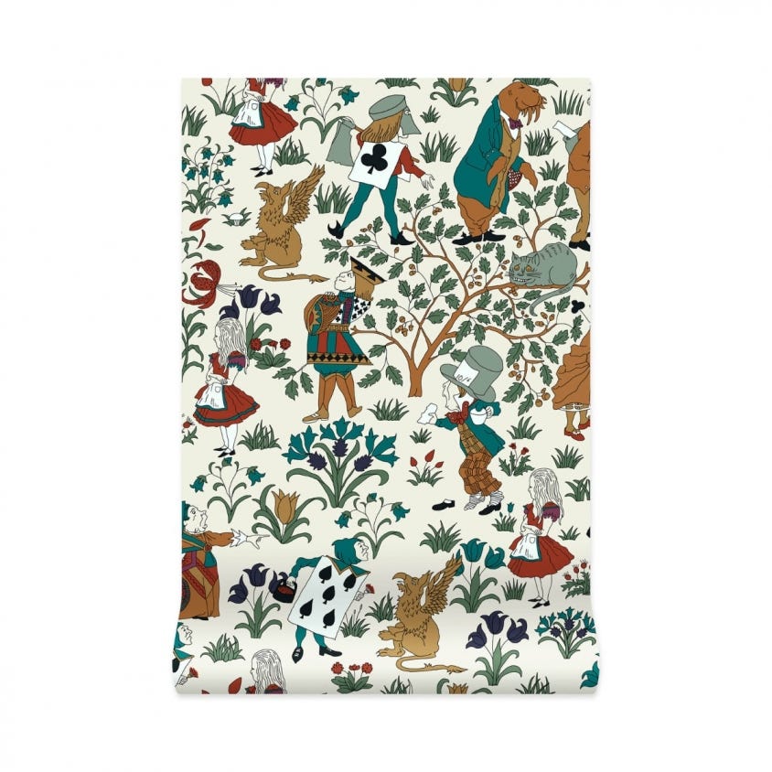 ALICE IN WONDERLAND Wallpaper - Cream - House of Hackney