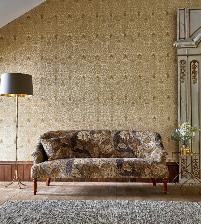 Acanthus Fabric - Mustard/Grey - 226400 - Morris & Co