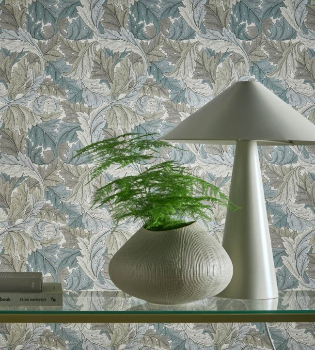 Acanthus Wallpaper - Slate/Dove - W0175/03 - Clarke & Clarke
