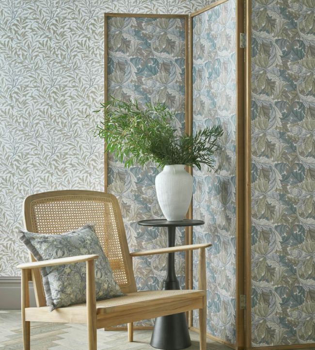 Acanthus Wallpaper - Slate/Dove - W0175/03 - Clarke & Clarke