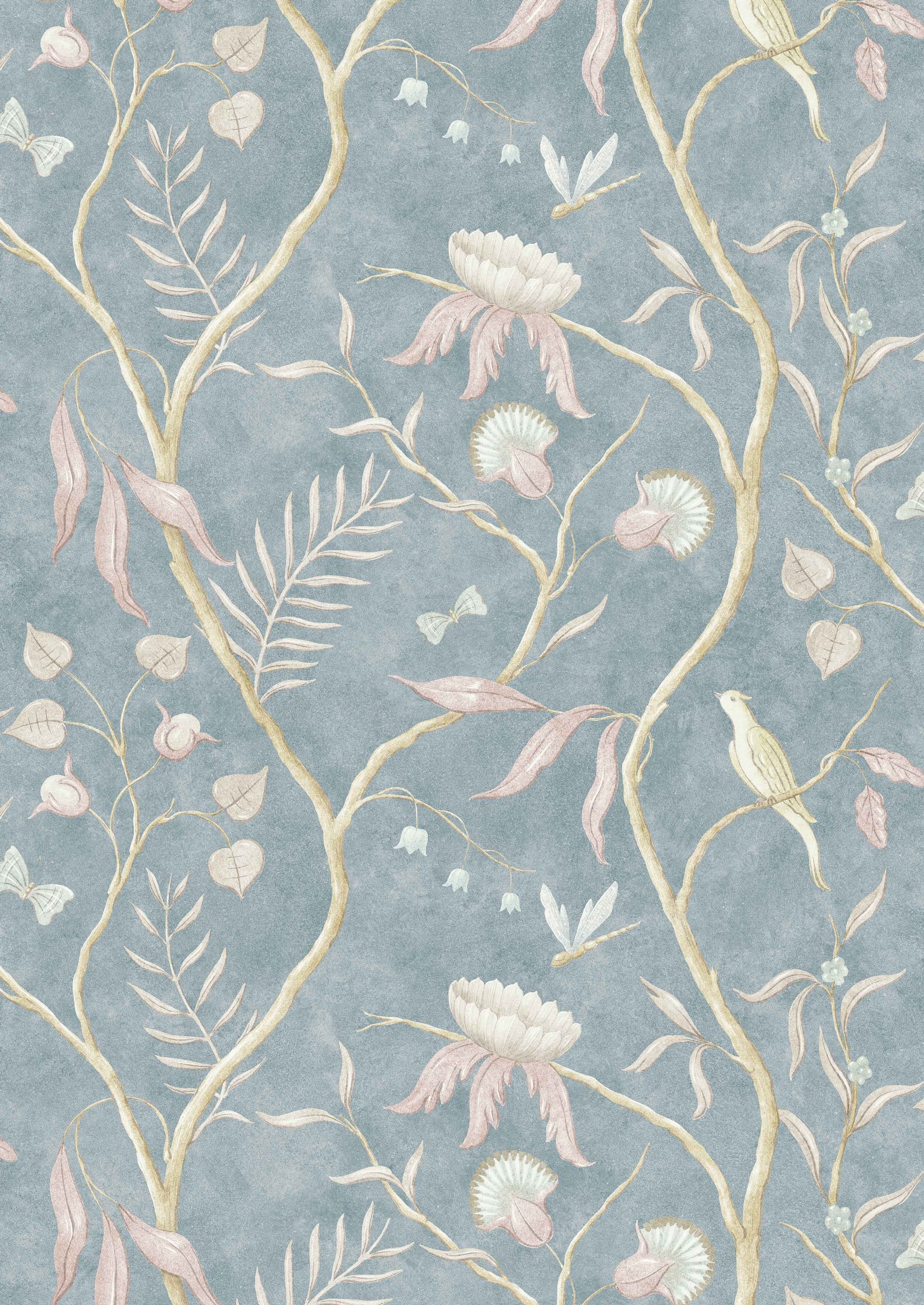 Adam's Eden Wallpaper - Blue - Lewis & Wood