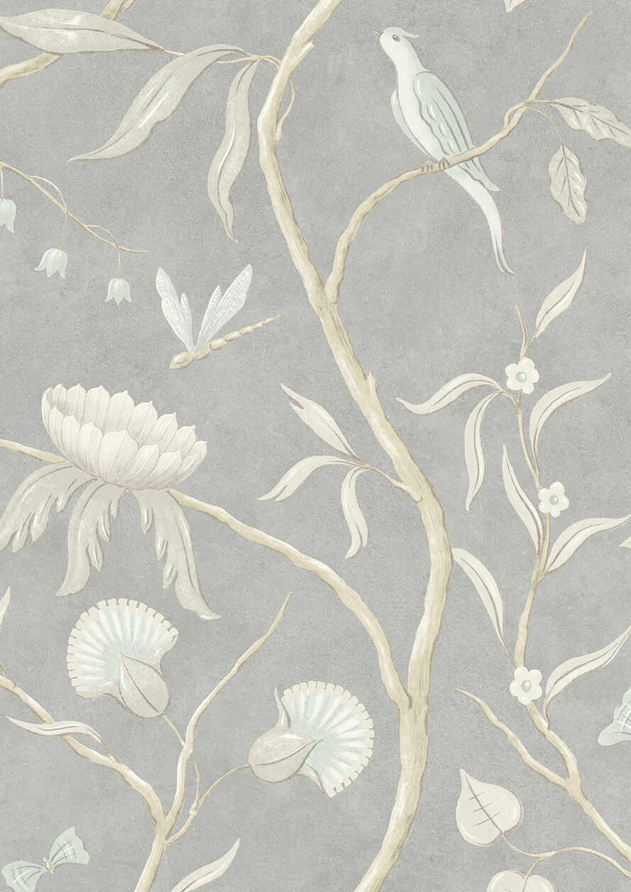 Adam's Eden Wallpaper - Silver - Lewis & Wood