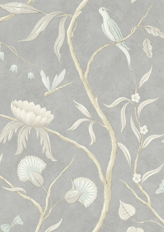 Adam's Eden Wallpaper - Silver - Lewis & Wood