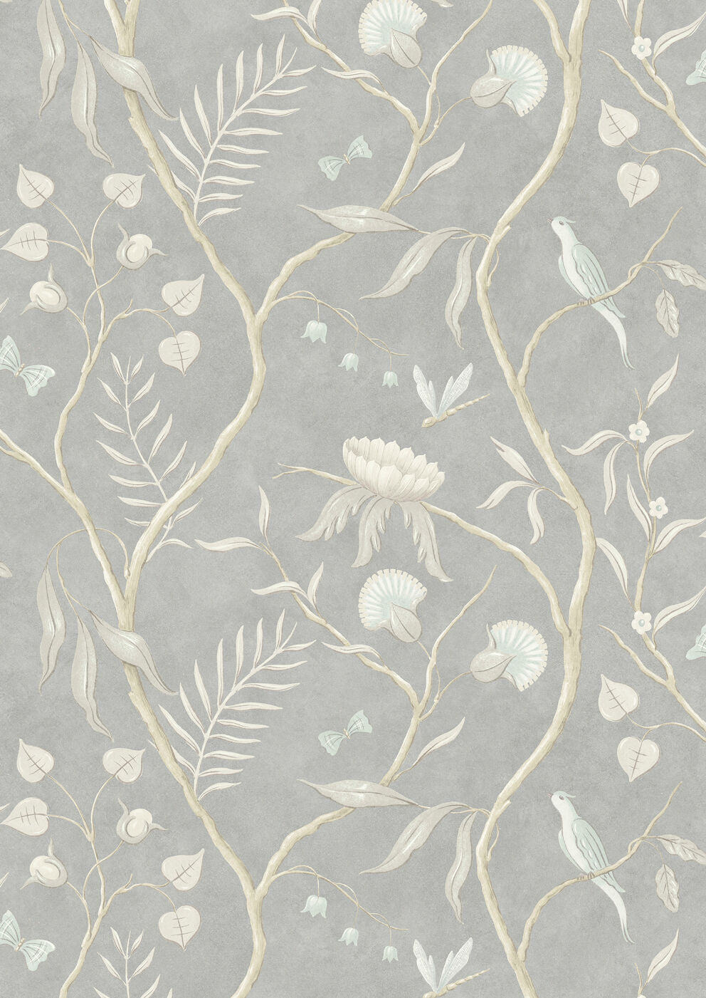 Adam's Eden Wallpaper - Silver - Lewis & Wood