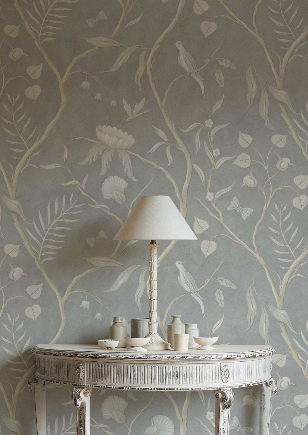 Adam's Eden Wallpaper - Silver - Lewis & Wood