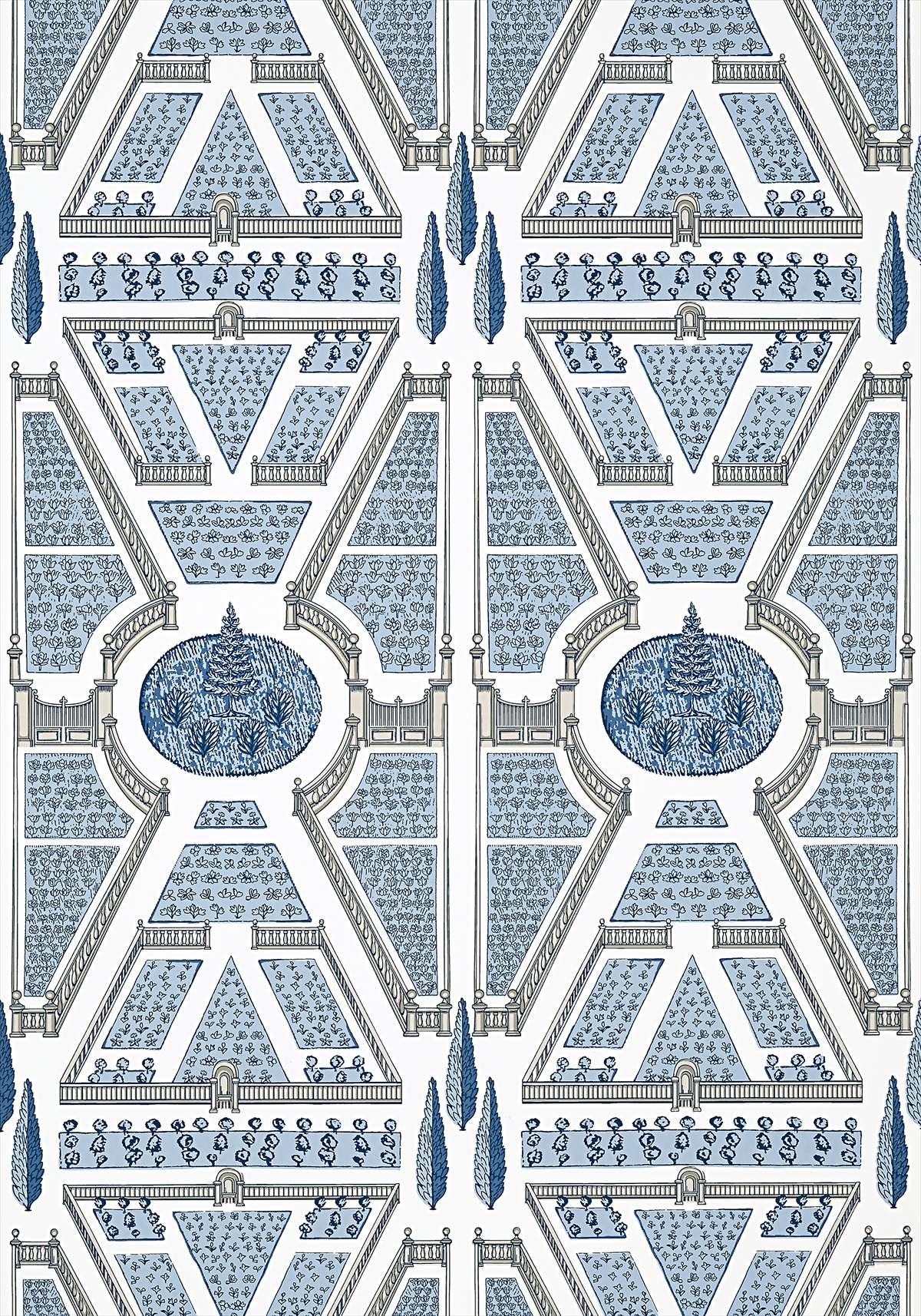 Aerial Garden Wallpaper - Blue - AT9600 - Anna French