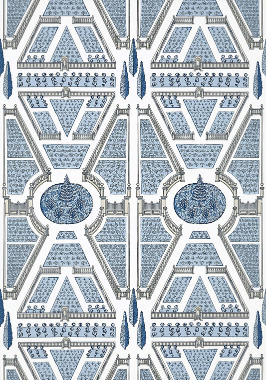 Aerial Garden Wallpaper - Blue - AT9600 - Anna French