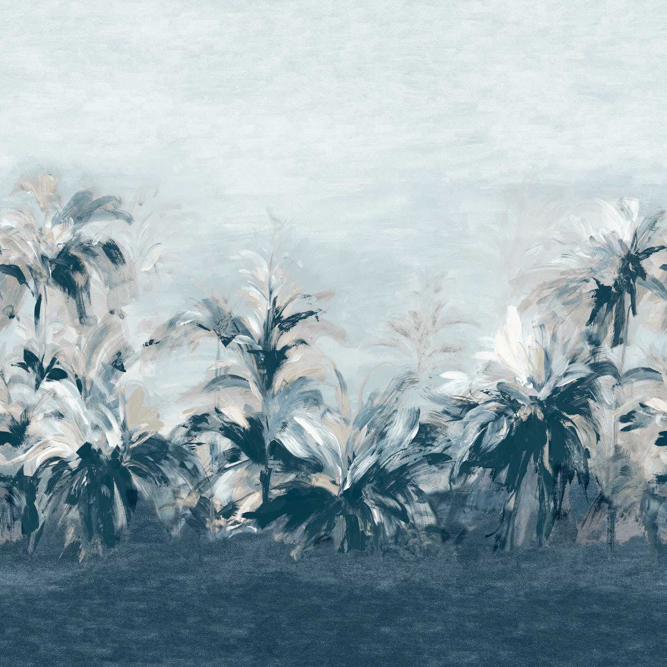Alberi Wallpaper - Midnight/Linen Banner - Clarke & Clarke