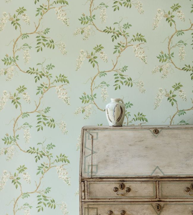 Alderney Wallpaper - Aqua - Colefax & Fowler