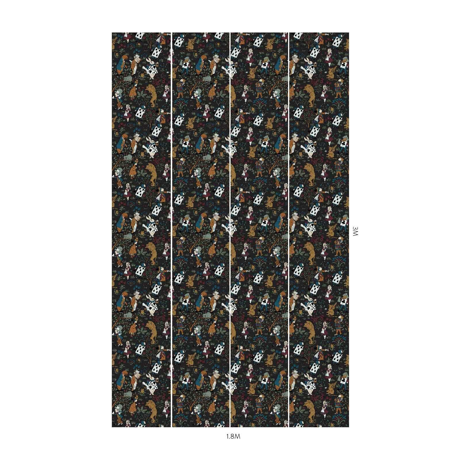 Alice In Wonderland Wallpaper - Noir - House of Hackney