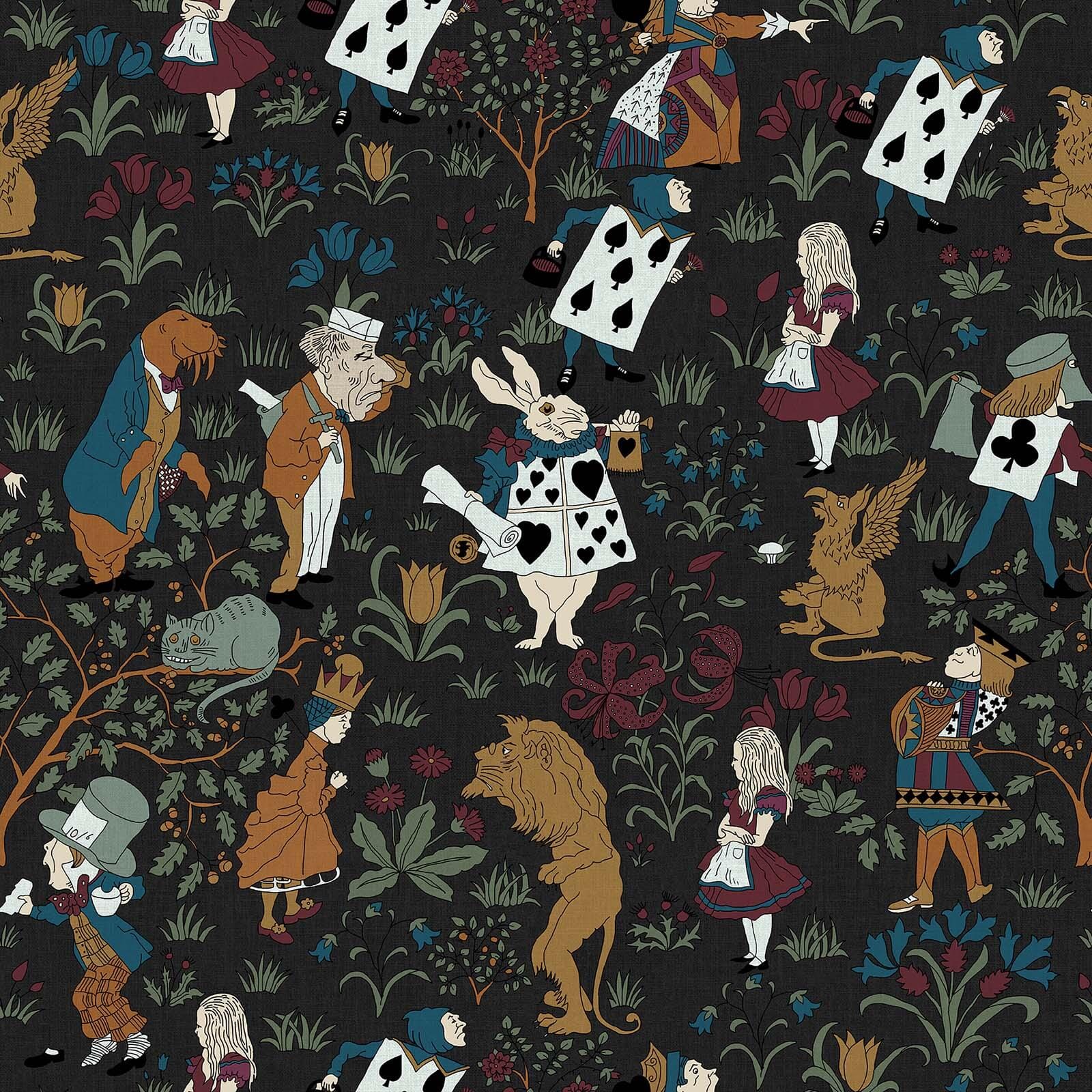 Alice In Wonderland Wallpaper - Noir - House of Hackney