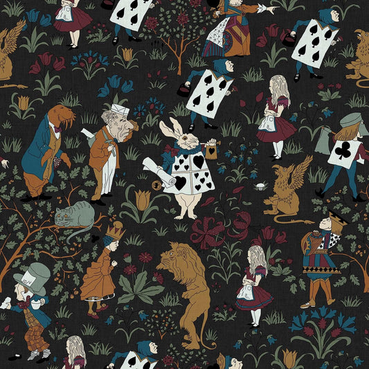 Alice In Wonderland Wallpaper - Noir - House of Hackney