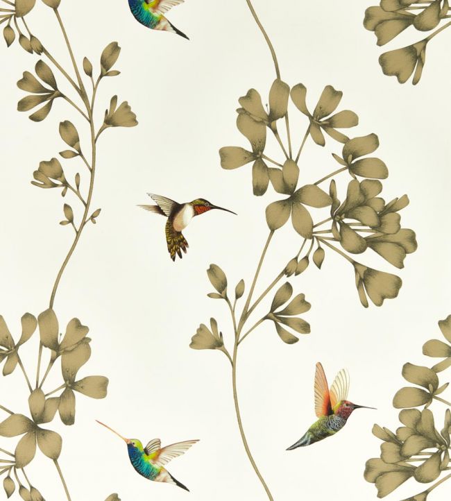 Amazilia Wallpaper - Stone/Gold - HTEW112607 - Harlequin