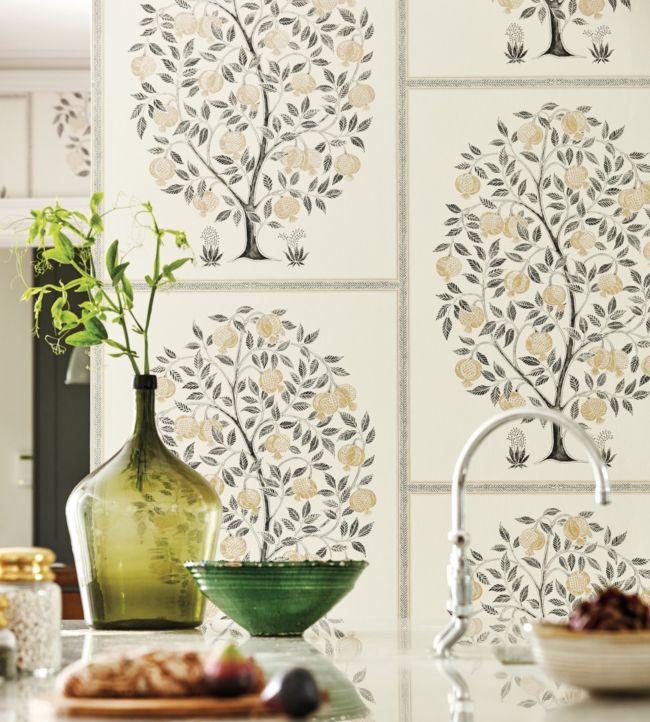Anaar Tree Wallpaper - Charcoal/Gold - DCPW216791 - Sanderson