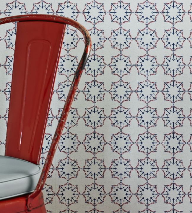 Anchor Tile Wallpaper - Red / White / Blue - BG1000-101 - Barneby Gates