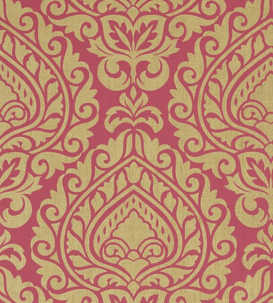 Annette Wallpaper - Metallic Gold on Pink - AT34108 - Anna French