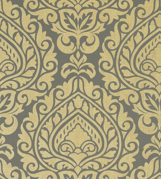 Annette Wallpaper - Metallic Gold on Smoke - AT34109 - Anna French
