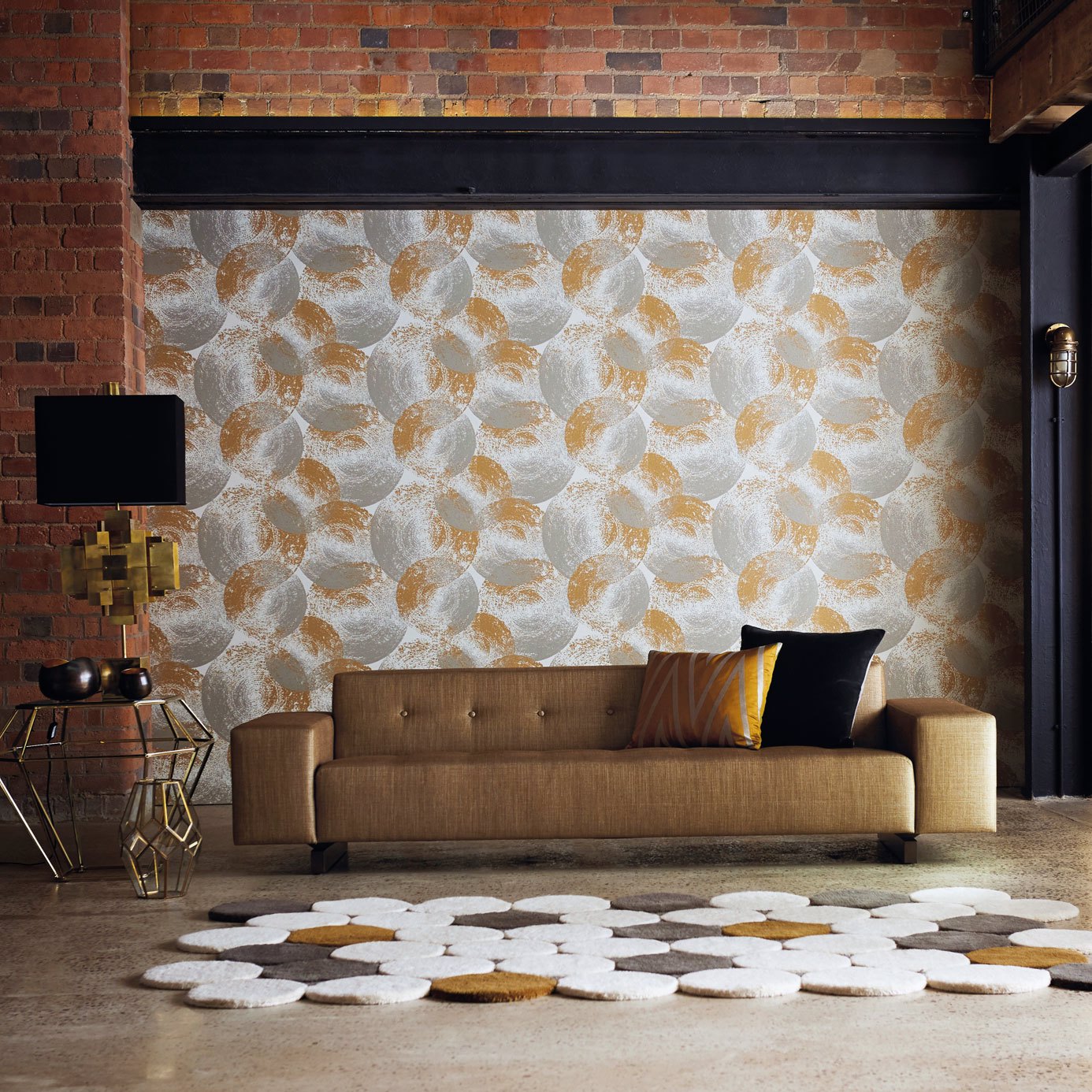 Anthology Ellipse Wallpaper - Copper/Granite - EANT111129 - Harlequin