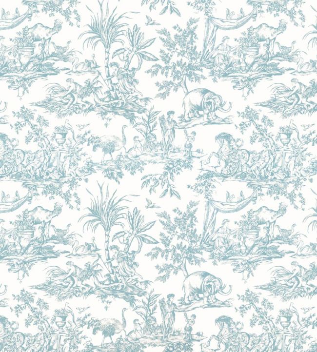 Antilles Toile Wallpaper - Spa Blue - ATWW15170 - Anna French