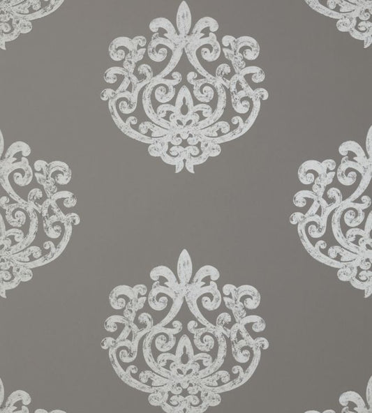 Arran Wallpaper - Metallic on Dark Taupe - AT1449 - Anna French