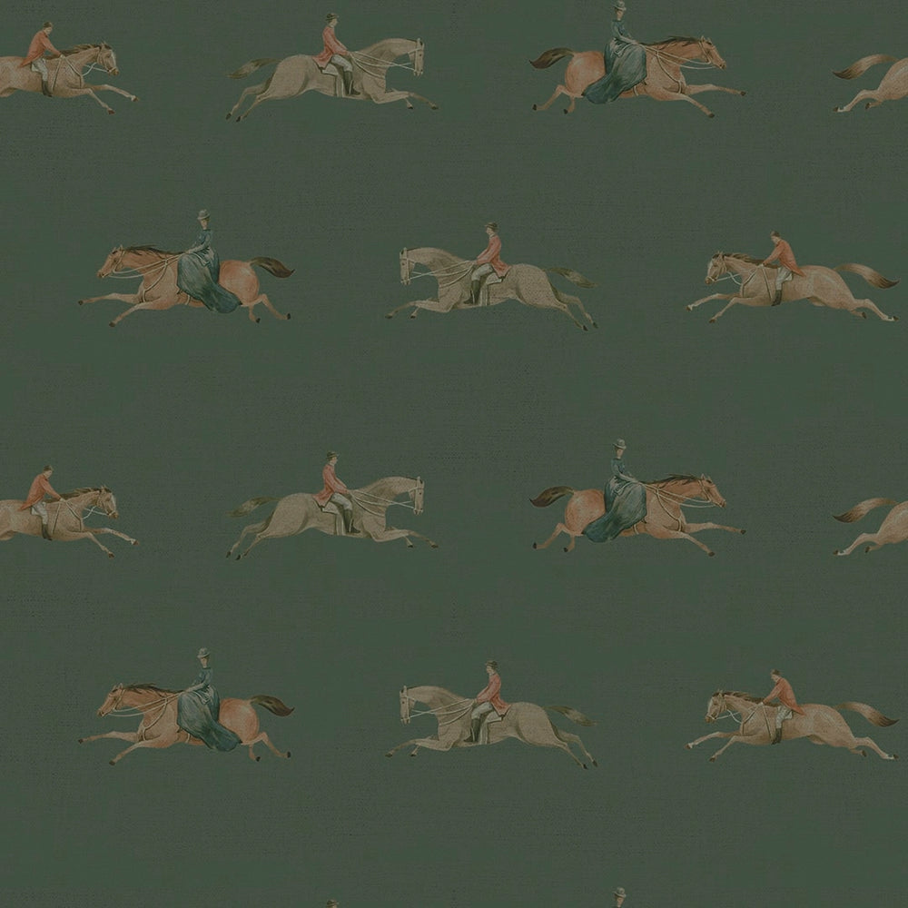 At The Races Wallpaper - Pine Green - Lucie Annabel