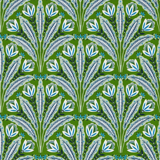 Attingham Wallpaper - Cobalt/Green - Clarke & Clarke